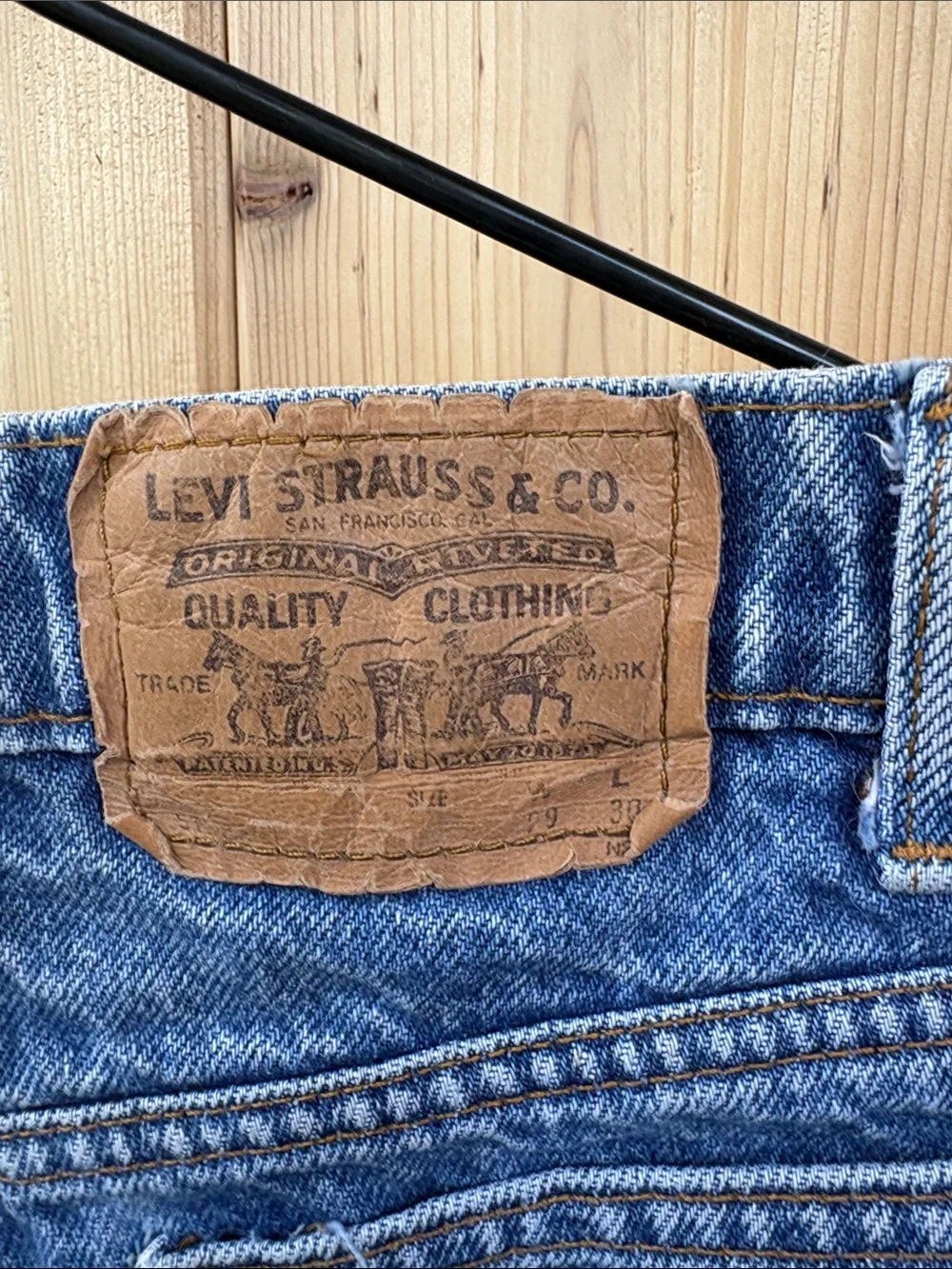 Levi's Medium Blue Denim Frayed Hem Shorts